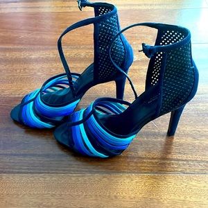 Zara Navy Ankle strap heel size 38